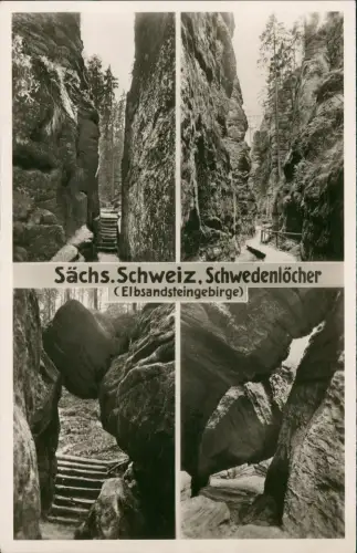 .Sachsen Mehrbild-AK Sächs. Schweiz Schwedenlöcher (Elbsandsteingebirge) 1950