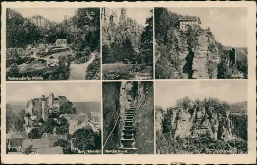 .Sachsen Mehrbildkarte Ansichten Elbgebirge (Sächs. Schweiz) 1943