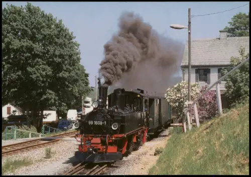 Schmalspurbahn Cranzahl-Kurort Oberwiesenthal Dampflok Foto-AK 1990