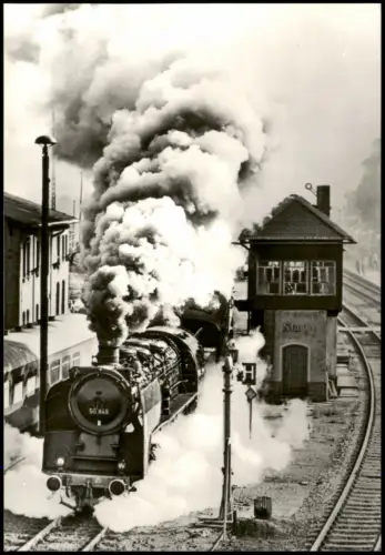 Ansichtskarte Nossen Dampflokomotive Baureihe 50 - Bahnhof 1982