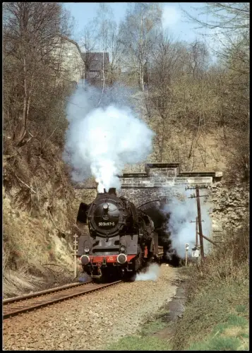 Rochsburg-Lunzenau Güterzugdampflokomotive 503697 im Rochsburger Tunnel 1982