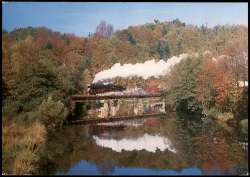 Scharfenstein-Drebach (Erzgebirge) Güterzugdampflokomotive 50 3616 auf der Zschopaubrücke 1995