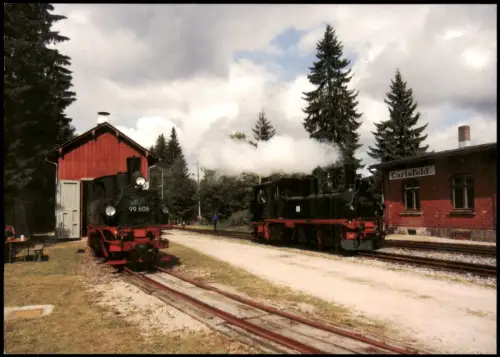 Carlsfeld-Eibenstock Bahnhof Schmalspurdampflokomotive 99 606 und 99 608 2012