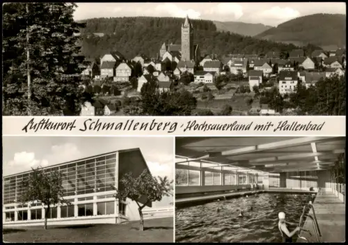Ansichtskarte Schmallenberg 3 Bild Stadt und Schwimmbad 1971