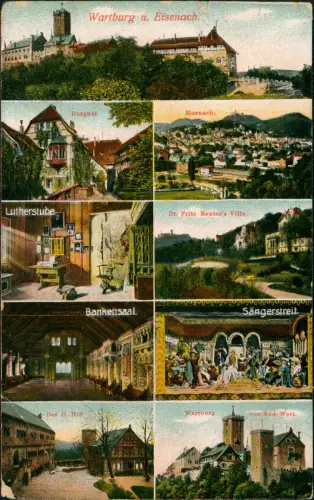 Ansichtskarte Eisenach 3 Bild Wartburg Hof und Stadt 1917