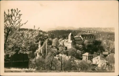 Ansichtskarte Hohnstein (Sächs. Schweiz) Blick auf die Stadt - Fotokarte 1953