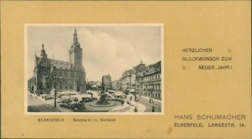Elberfeld-Wuppertal Neumarkt Neujahr Grusskarte Hans Schumacher 1918