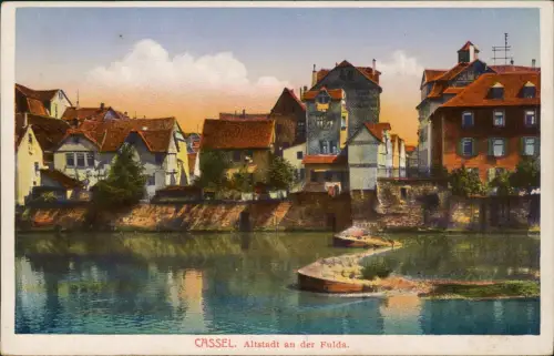 Ansichtskarte Kassel Altstadt mit Fulda 1918