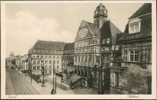 Ansichtskarte Kassel Straßenpartie am Rathaus 1932