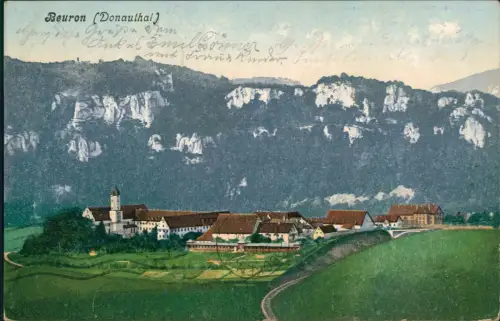 Ansichtskarte Beuron Blick auf Stadt und Donautal 1906
