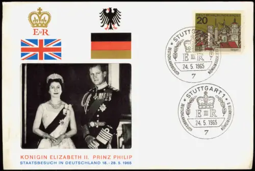 Ansichtskarte  Königin Elizabeth II Staatsbesuch Deutschland 1965 Sonderstempel