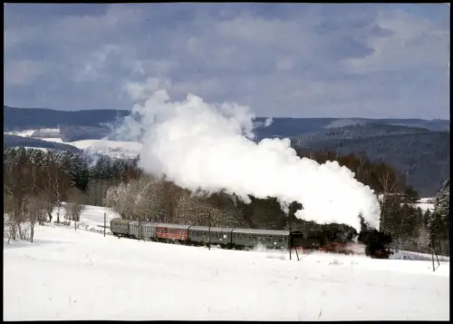 Ansichtskarte Raschau-Markersbach Dampflokomotive im Winter Eisenbahn 2009