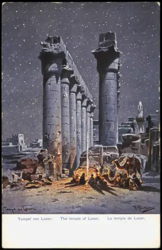 Postcard Luxor Luxor-Tempel Sternenhimmel Künstlerkarte 1912