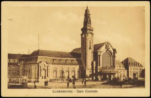 Postcard Luxemburg Hauptbahnhof Gare Centrale 1933