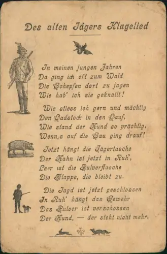 Ansichtskarte  Künstlerkarte Des alten Jägers Klagelied 1905