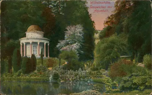 Ansichtskarte Bad Wilhelmshöhe-Kassel Tempelchen mit Aquädukt 1918