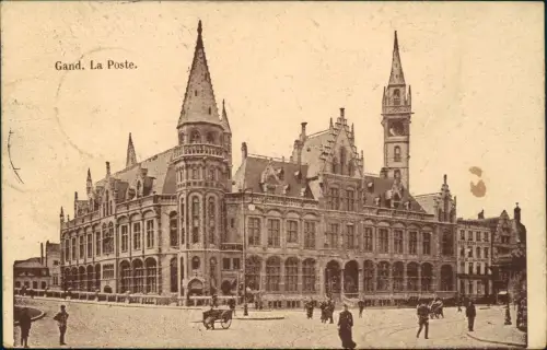 Postkaart Gent Ghent (Gand) La Post 1915  gel Feldpost WK1
