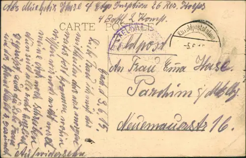 Postkaart Gent Ghent (Gand) La Post 1915  gel Feldpost WK1