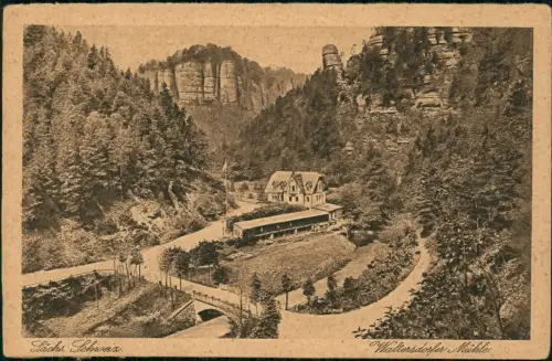Ansichtskarte Polenz-Neustadt (Sachsen) Waltersdorfer Mühle 1928