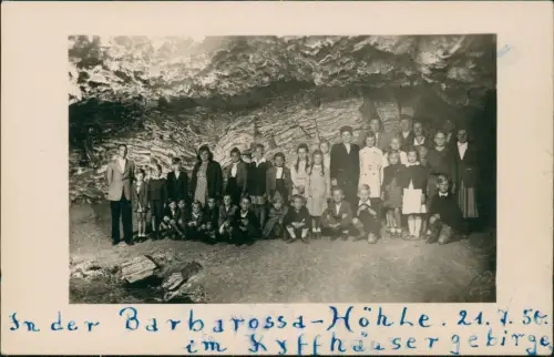 Ansichtskarte Bad Frankenhausen Barbarossa-Höhle Schulklasse 1950