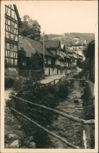 Ansichtskarte Goldlauter-Heidersbach-Suhl Partie an der Lauter Fotokarte 1957