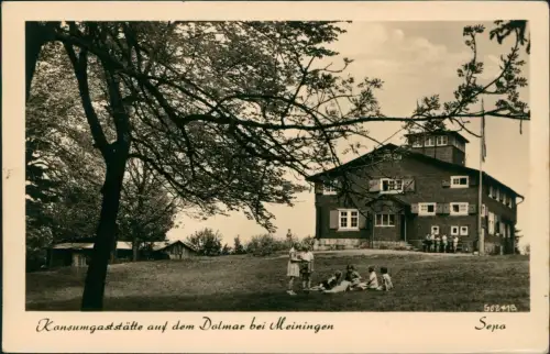 Ansichtskarte Dolmar-Christes Kinder vor der Konsumgaststätte 1956