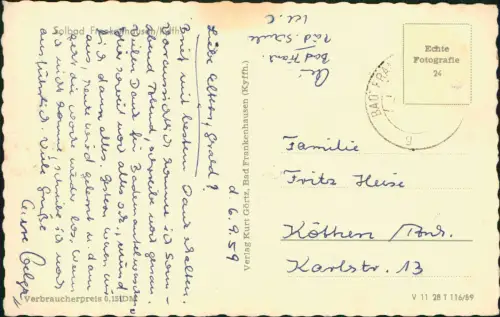 Bad Frankenhausen Panorama-Ansicht, Stadt Teilansicht zur DDR-Zeit 1959