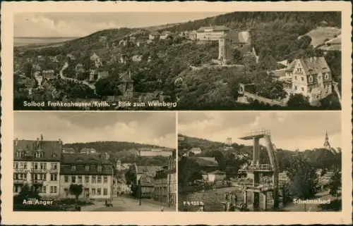 Bad Frankenhausen DDR Mehrbild-AK Ortsansichten Blick zum Weinberg 1959