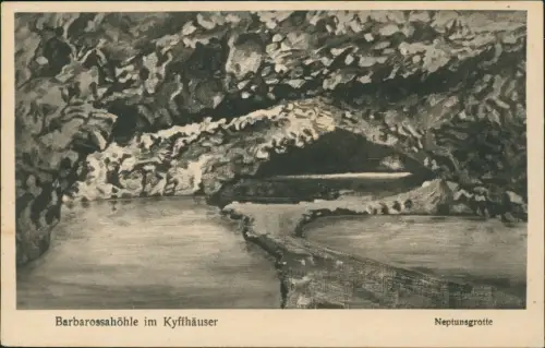 Rottleben Thüringen Barbarossahöhle Kyffhäuser Neptunsgrotte Künstlerkarte 1922