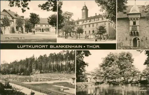 Blankenhain DDR Mehrbild-AK Stadtteilansichten (Blankenhain) u.a. Freibad 1970