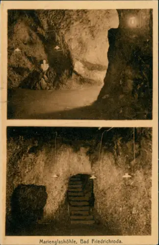 Friedrichroda Marienglashöhle (2-Bild-Karte Höhlen-Ansichten) 1910