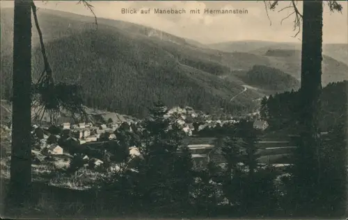 Manebach-Ilmenau Panorama-Ansicht Blick auf Manebach mit Hermannstein 1910