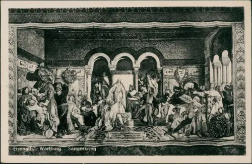 Ansichtskarte Eisenach Wartburg Darstellung Sängerkrieg 1910