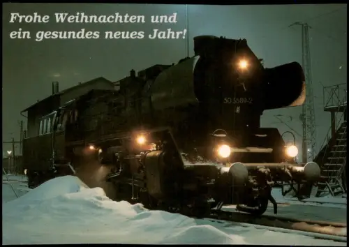 Baureihe 50 3689-2 im Bahnhof Zwickau Eisenbahn Zug Lokomotive Motiv-AK 1985