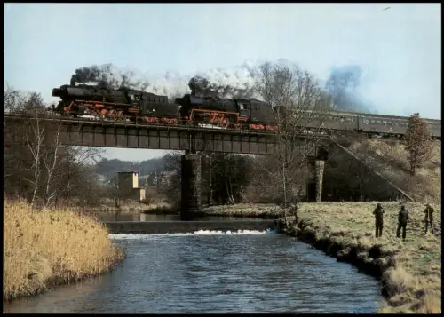 Nossen Eisenbahnbrücke über Freiberger Mulde Dampflokomotive Bild Heimat 1988