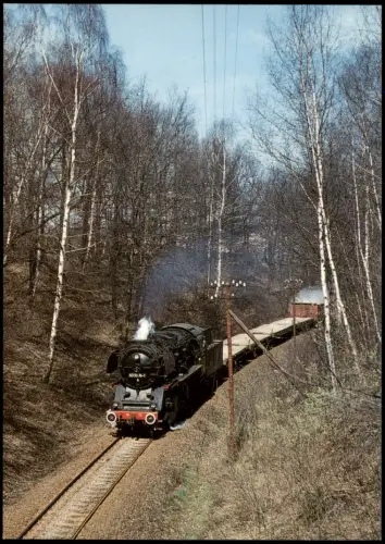 Güterzug-Dampflokomotive 50 3576 zwischen St. Egidien und Lichtenstein 1988