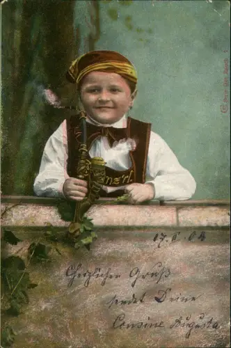 Ansichtskarte  Junge mit Pfeife: Gut Rauch 1904