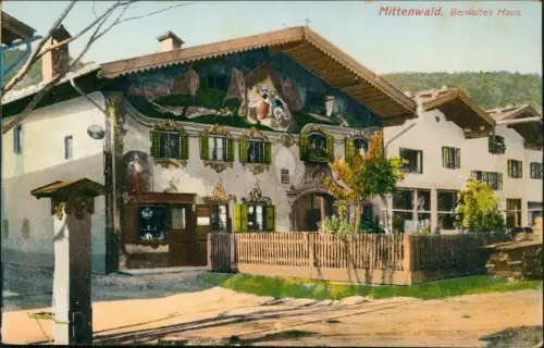 Ansichtskarte Mittenwald Bemaltes Haus 1910