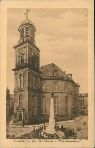 Ansichtskarte Frankfurt am Main Paulskirche u. Einheitsdenkmal 1920