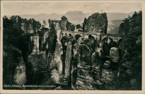 Ansichtskarte Rathen Basteifelsen Sächsische Schweiz 1938