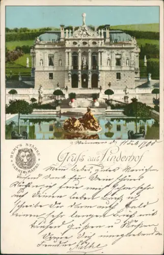 Ansichtskarte Linderhof-Ettal Schloss Linderhof Werbe Ak Remy Stärke 1900