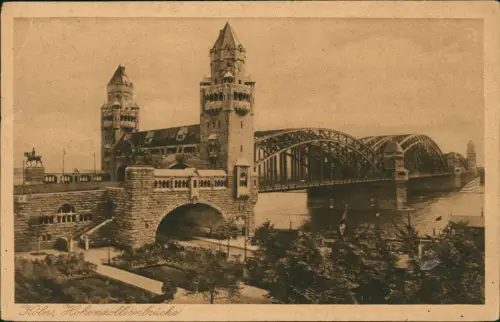 Ansichtskarte Köln Hohenzollernbrücke 1931   gelaufen mit Stempel RIEHL