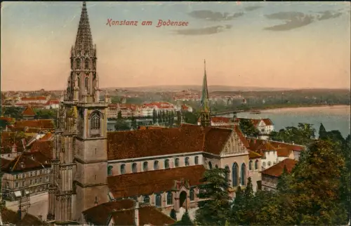 Ansichtskarte Konstanz Panorama-Ansicht Stadt-Ansicht mit Kirche 1910