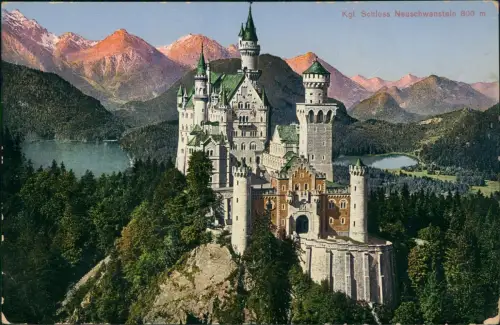 Ansichtskarte Schwangau Schloss Neuschwanstein (Totalansicht) 1913