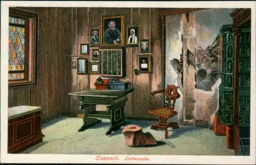 Ansichtskarte Eisenach Wartburg Innenansicht der Lutherstube 1910
