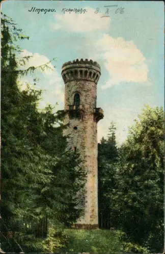 Ansichtskarte Ilmenau Kickelhahn 1906  gel. Bahnpoststempel