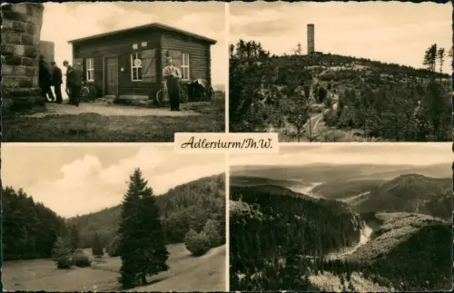 Ansichtskarte Vesser-Suhl 4 Bild Adlersberg Turm Hütte 1958