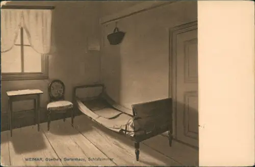 Ansichtskarte Weimar Goethe's Gartenhaus, Schlafzimmer 1922