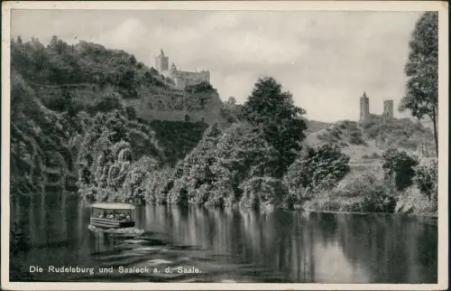 Ansichtskarte Saaleck-Bad Kösen Rudelsburg Saale Schiff 1935