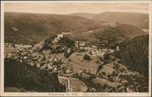 Ansichtskarte Schwarzburg Thüringer Wald Blick vom Trippstein 1925